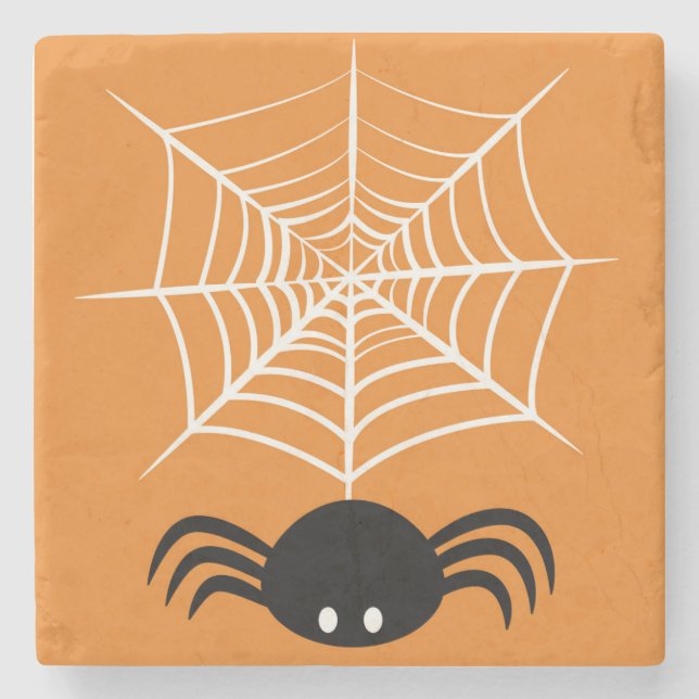 Halloween Spider Web  Stone Coaster (Front)
