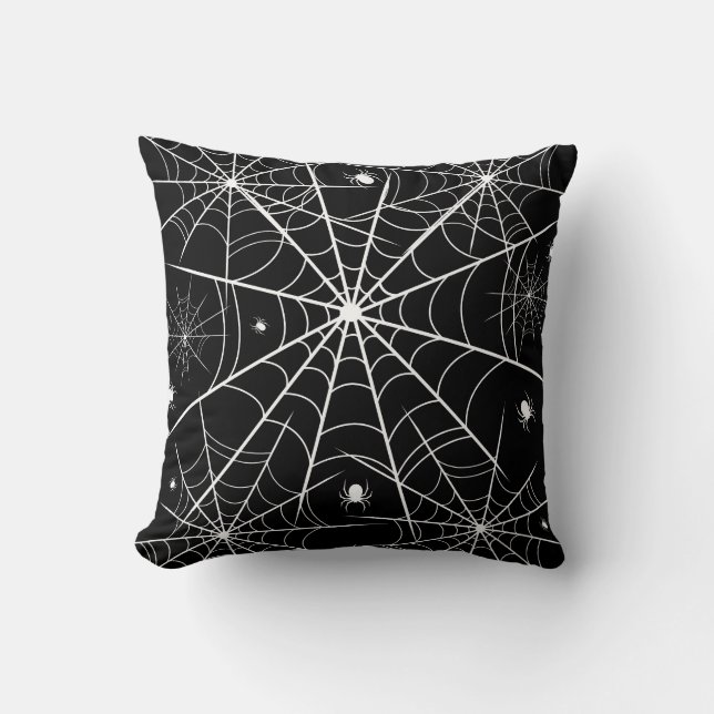 Halloween Spider Web Throw Pillow (Front)