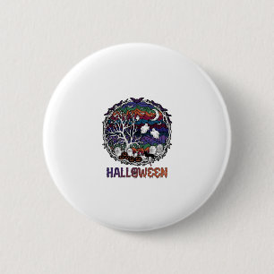 Halloween Spider Web Tree Ghosts Pumpkins Tombston 2 Inch Round Button