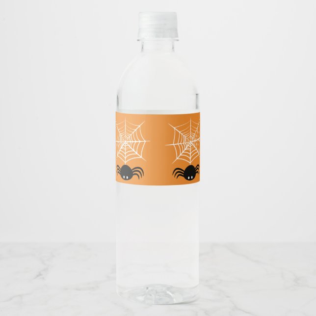 Halloween Spider Web  Water Bottle Label (Front)