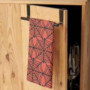 Halloween Spider Webs on Orange Kitchen Towel