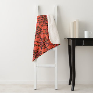 Halloween Spider Webs on Orange Sherpa Blanket