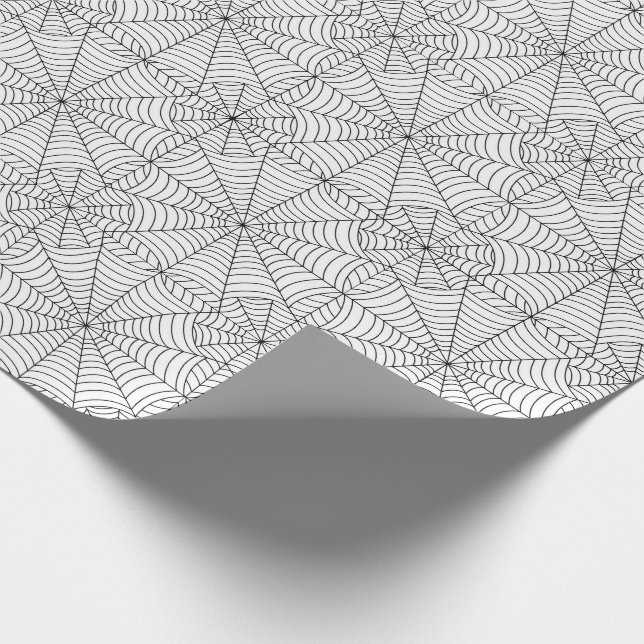 Halloween Spider Webs on White Wrapping Paper (Corner)