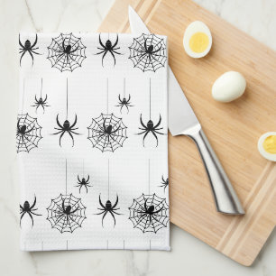 Halloween Spider Webs Pattern Spooky Cobweb Kitchen Towel