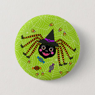 Halloween Spider Witch with Candy Round 2 Inch Round Button