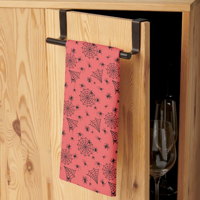 Halloween Spiders and Webs on Kitchen Towel (Thirds Fold)