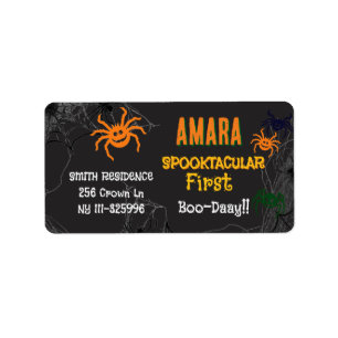 Halloween Spiders Birthday Halloween Label
