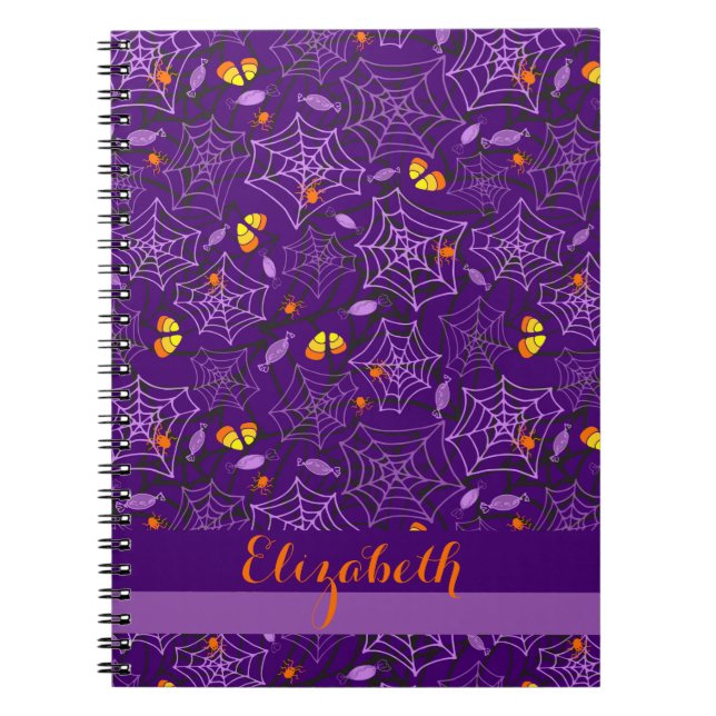 Halloween Spiders & Candy Personalized Notebook (Front)