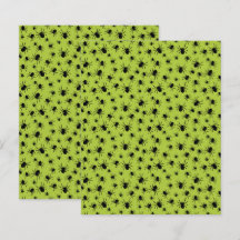 Halloween Spiders, Green Background with Spiders