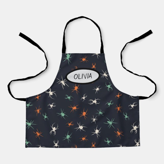 Halloween Spiders Personalized Kids Apron (Front)