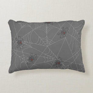 Halloween spiders web and pumpkins accent pillow