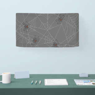 Halloween spiders web and pumpkins banner