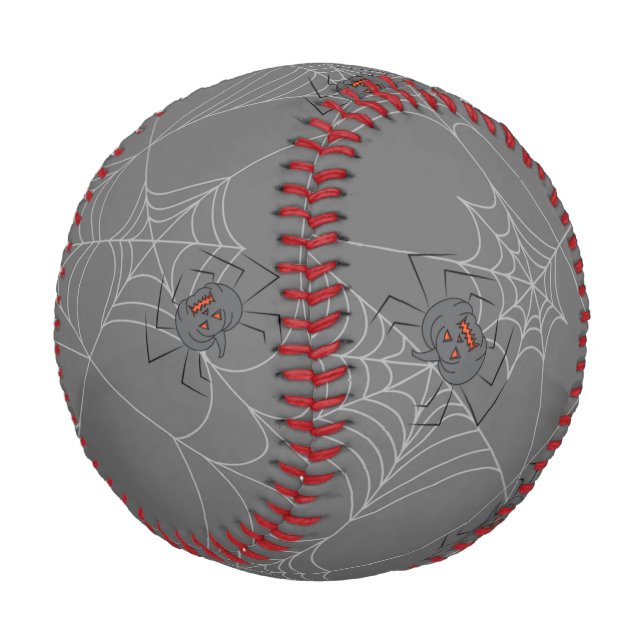 Halloween spiders web and pumpkins    baseball (Angled)