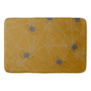 Halloween spiders web and pumpkins  bath mat