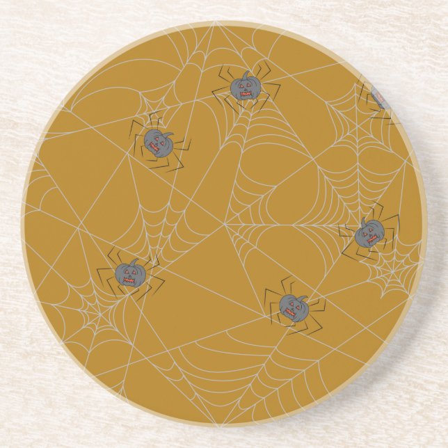 Halloween spiders web and pumpkins   coaster (Front)