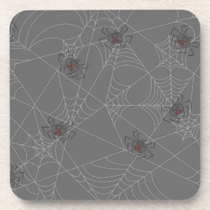 Halloween spiders web and pumpkins coaster