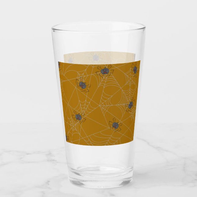 Halloween spiders web and pumpkins glass (Front)