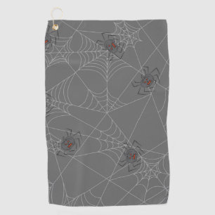 Halloween spiders web and pumpkins golf towel
