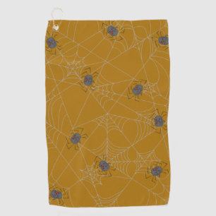 Halloween spiders web and pumpkins golf towel