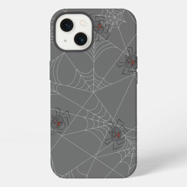Halloween spiders web and pumpkins  iPhone case (Back)