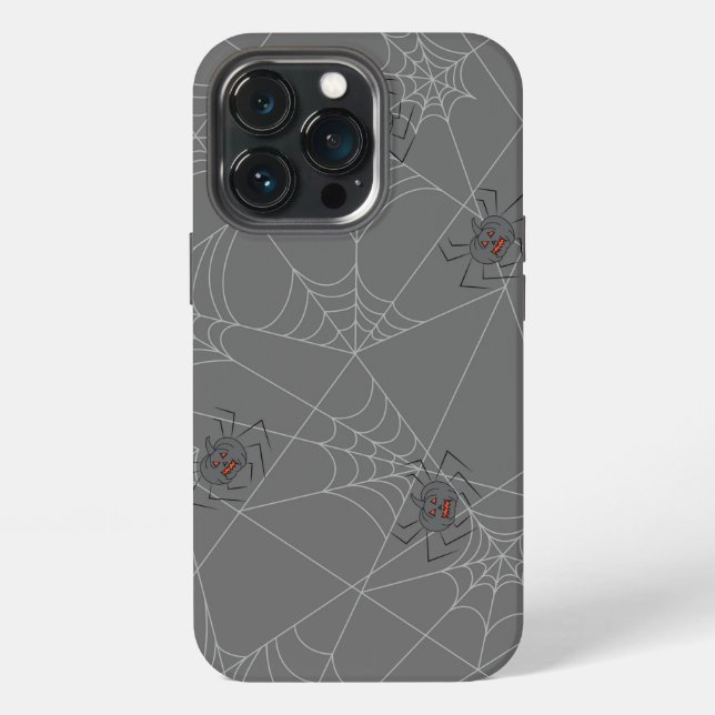 Halloween spiders web and pumpkins   iPhone case (Back)