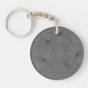 Halloween spiders web and pumpkins keychain