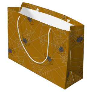 Halloween spiders web and pumpkins large gift bag