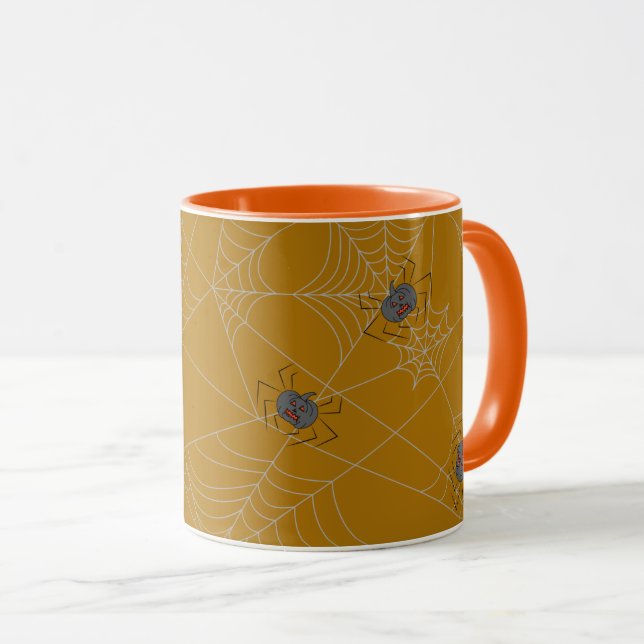 Halloween spiders web and pumpkins mug (Front Right)