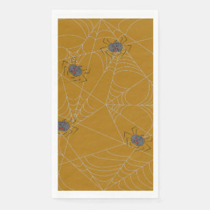 Halloween spiders web and pumpkins napkin