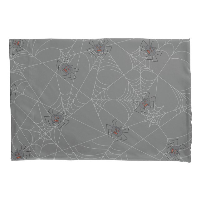 Halloween spiders web and pumpkins  pillowcase (Front)