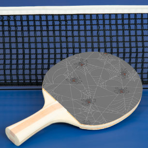 Halloween spiders web and pumpkins ping pong paddle