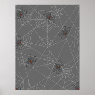 Halloween spiders web and pumpkins  poster