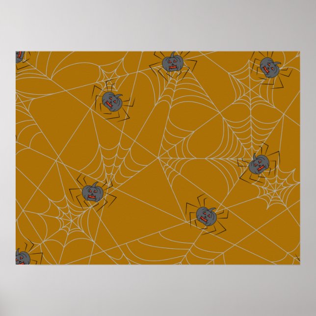 Halloween spiders web and pumpkins  poster (Front)