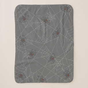 Halloween spiders web and pumpkins   sherpa blanket