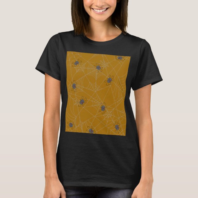 Halloween spiders web and pumpkins T-Shirt (Front)