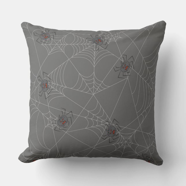 Halloween spiders web and pumpkins   throw pillow (Front)