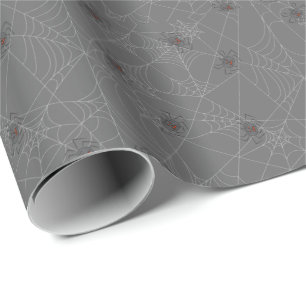 Halloween spiders web and pumpkins  wrapping paper