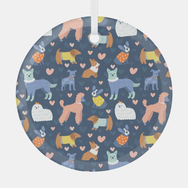 Halloween Spiders Web: Seamless Pattern Glass Ornament (Front)