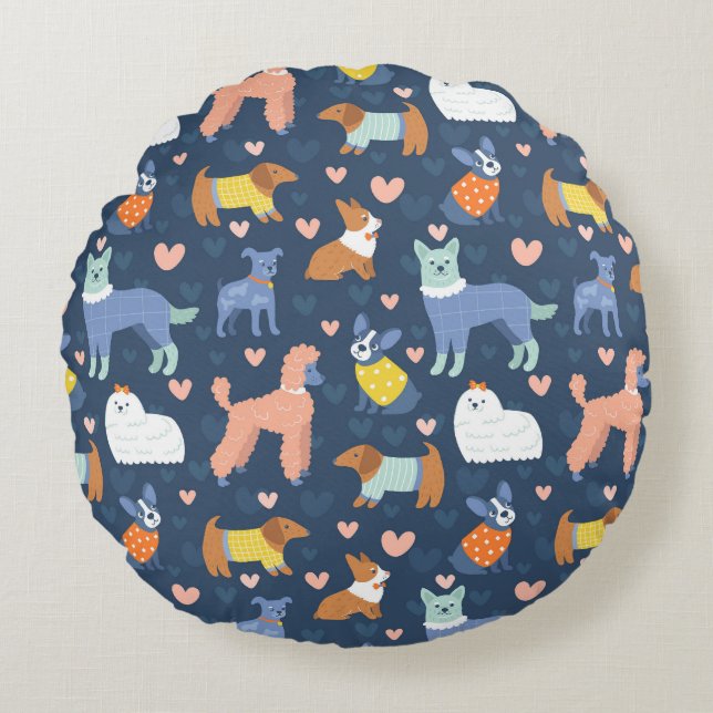 Halloween Spiders Web: Seamless Pattern Round Pillow (Front)