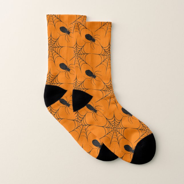 Halloween Spiderweb and Spider Pattern Socks (Pair)