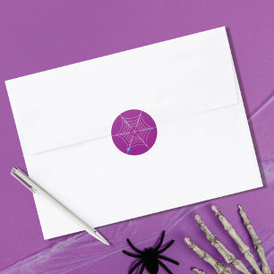 Halloween Spiderweb  Purple Classic Round Sticker