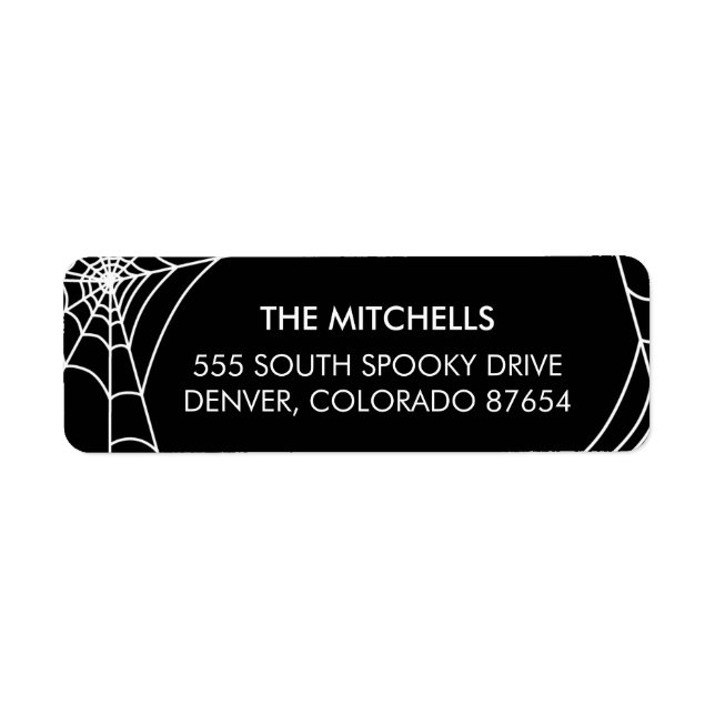 Halloween Spiderweb Return Address Labels | Black (Front)