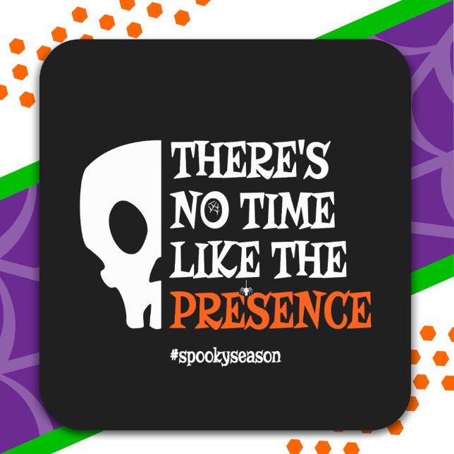 Halloween Spirit Spooky Skull Funny Halloween Square Sticker (Creator Uploaded)