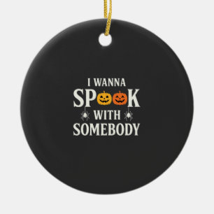 Halloween Spook Somebody Pumpkin Spider SVG Ceramic Ornament