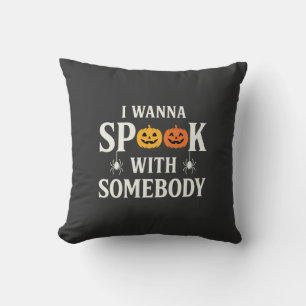 Halloween Spook Somebody Pumpkin Spider SVG Throw Pillow