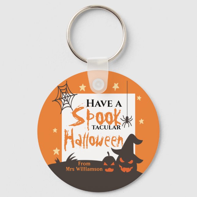 Halloween Spook-Tacular Orange Keychain (Front)