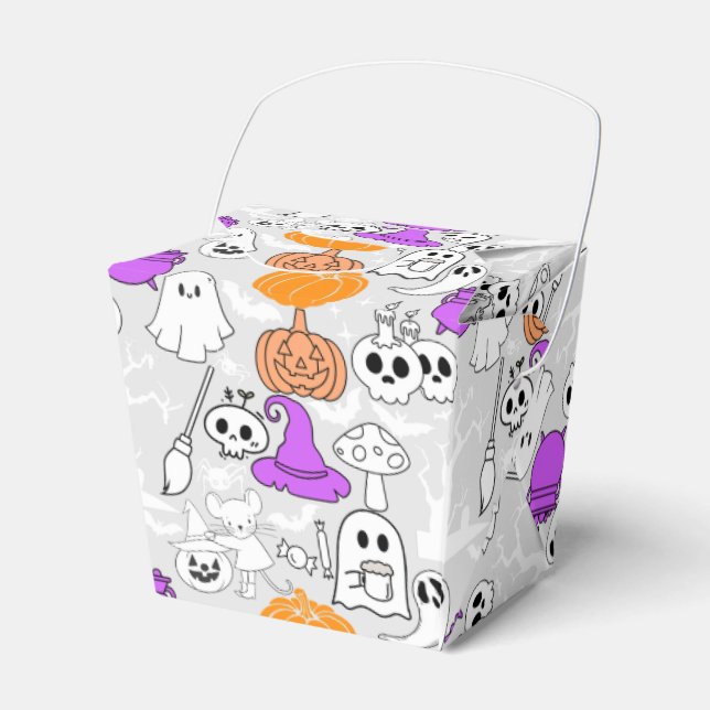 Halloween spookiness pattern 01 L Grey BG Favor Box (Front Side)