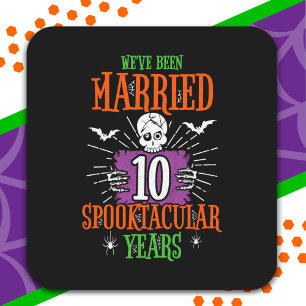 Halloween Spooktacular 10th Wedding Anniversary Square Sticker