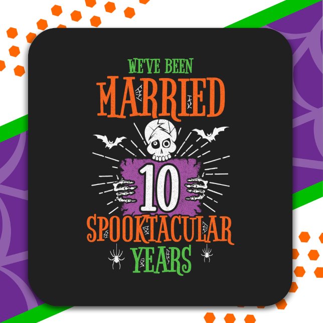 Halloween Spooktacular 10th Wedding Anniversary Square Sticker (Creator Uploaded)
