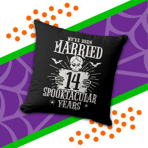 Halloween Spooktacular 14th Wedding Anniversary Throw Pillow